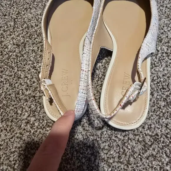 Women's J. Crew Multicolor Beige Tweed Slingbacks with Cap Toes | Size 8 - Picture 6 of 8